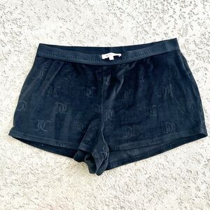 Juicy Couture Black Shorts Size L Sleep Y2K Women’s Velvet Pull On Lounge Soft